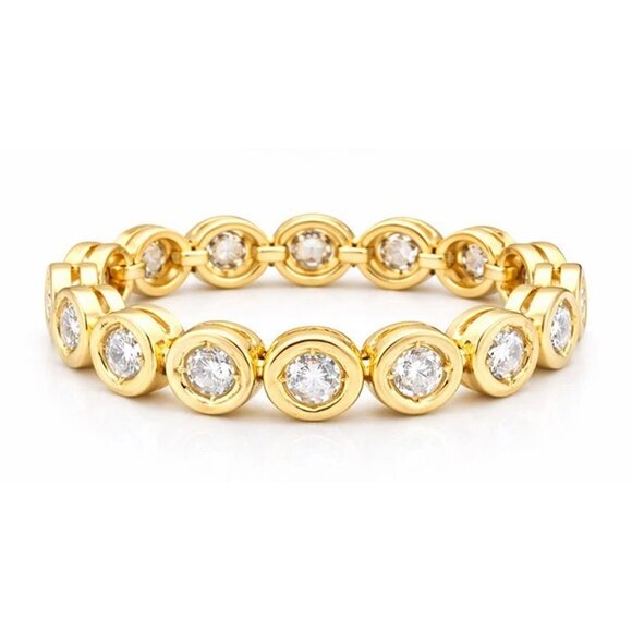 GENUINE 0.48 Cts DIAMONDS ETERNITY RING 14k GOLD - Free  Genuine 0.48 Cts Diamonds Eternity Ring 14k Gold